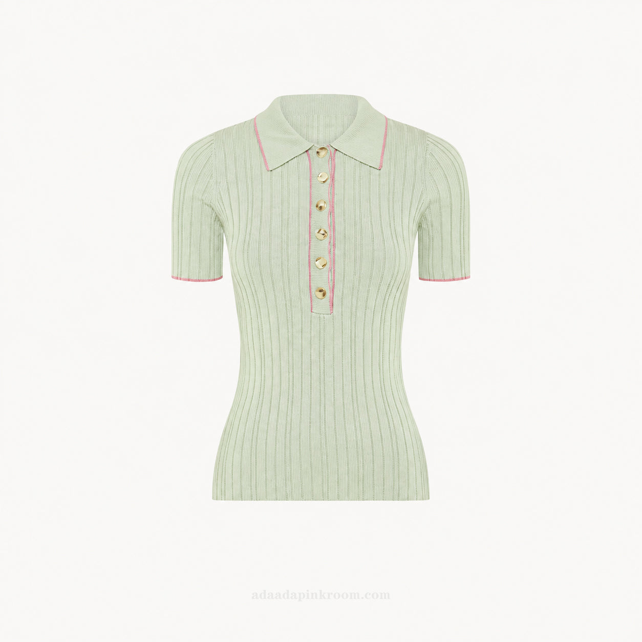 RIBBED KNIT POLO TOP