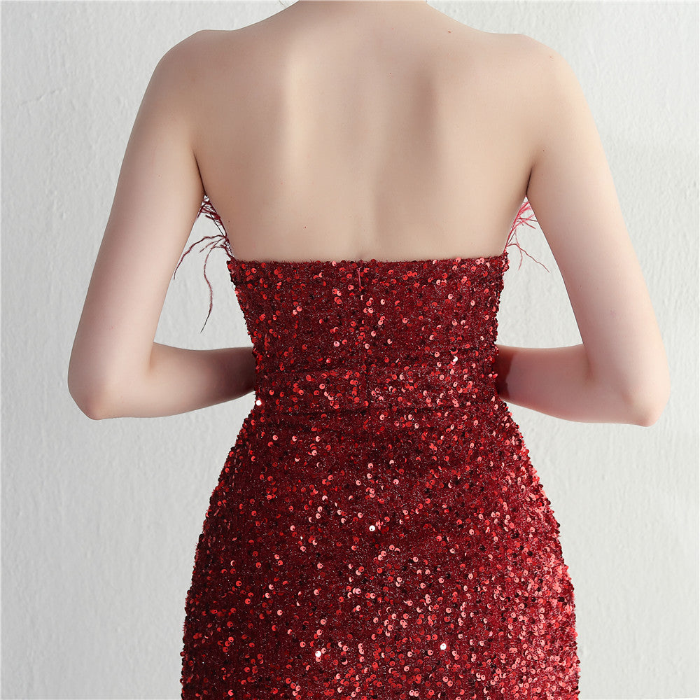 Celebrity Party Dinner Nightclub Strapless Long Dress