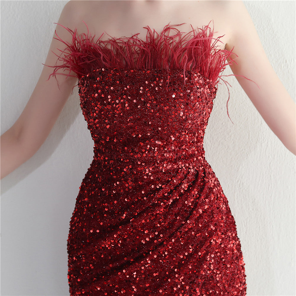 Celebrity Party Dinner Nightclub Strapless Long Dress