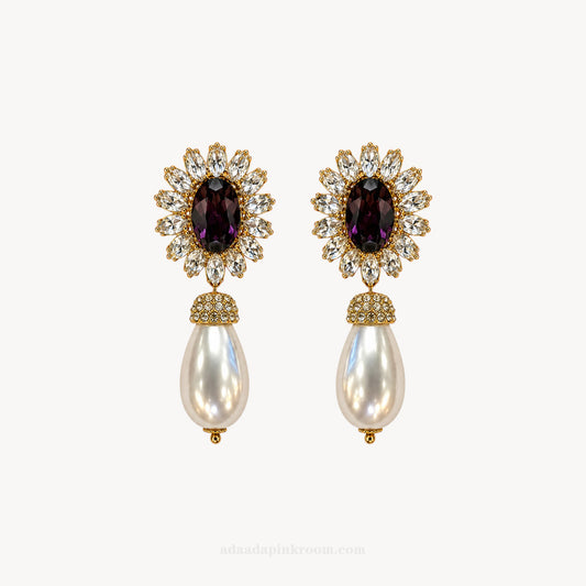 Pearl Drop Flower Earrings