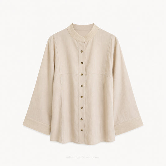 Textured Trim Button Blouse