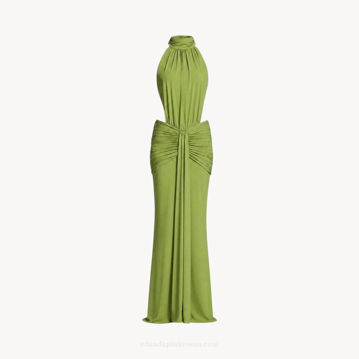 RUCHED HALTER MAXI DRESS