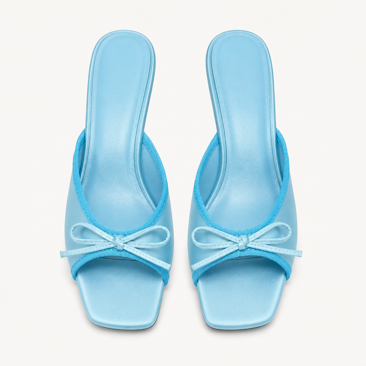 Bow Satin Heeled Mules