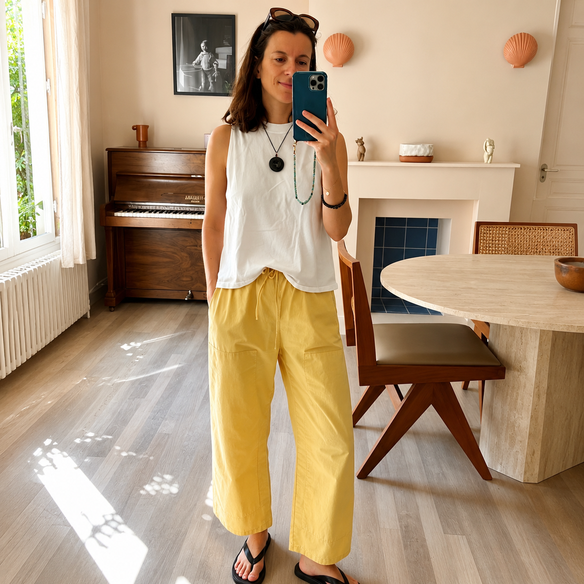 Drawstring Straight-Leg Trousers