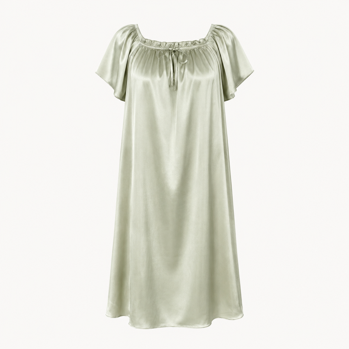 Luna Ruffle Neck Nightdress - Pale Sage