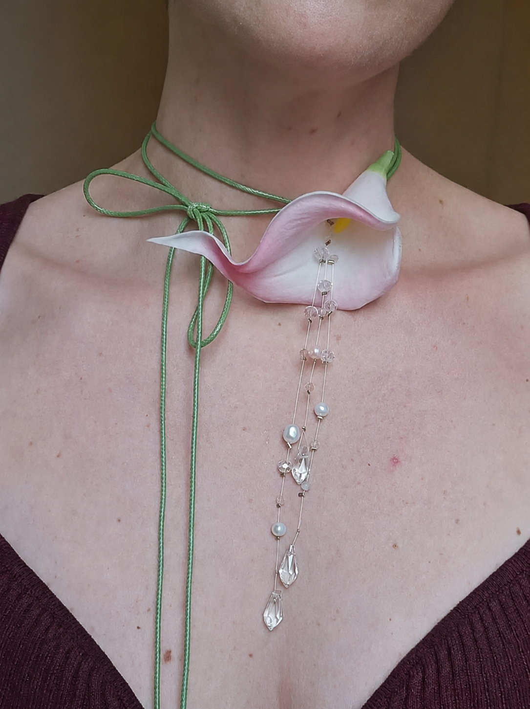 Tie Necklace in Blush Lily Dew