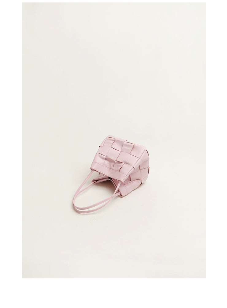 Cowhide Bucket Bag Woven Shoulder Bag