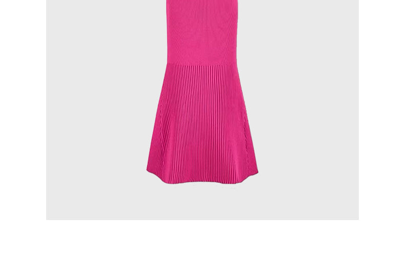 Rose red fishtail knitted suspender dress