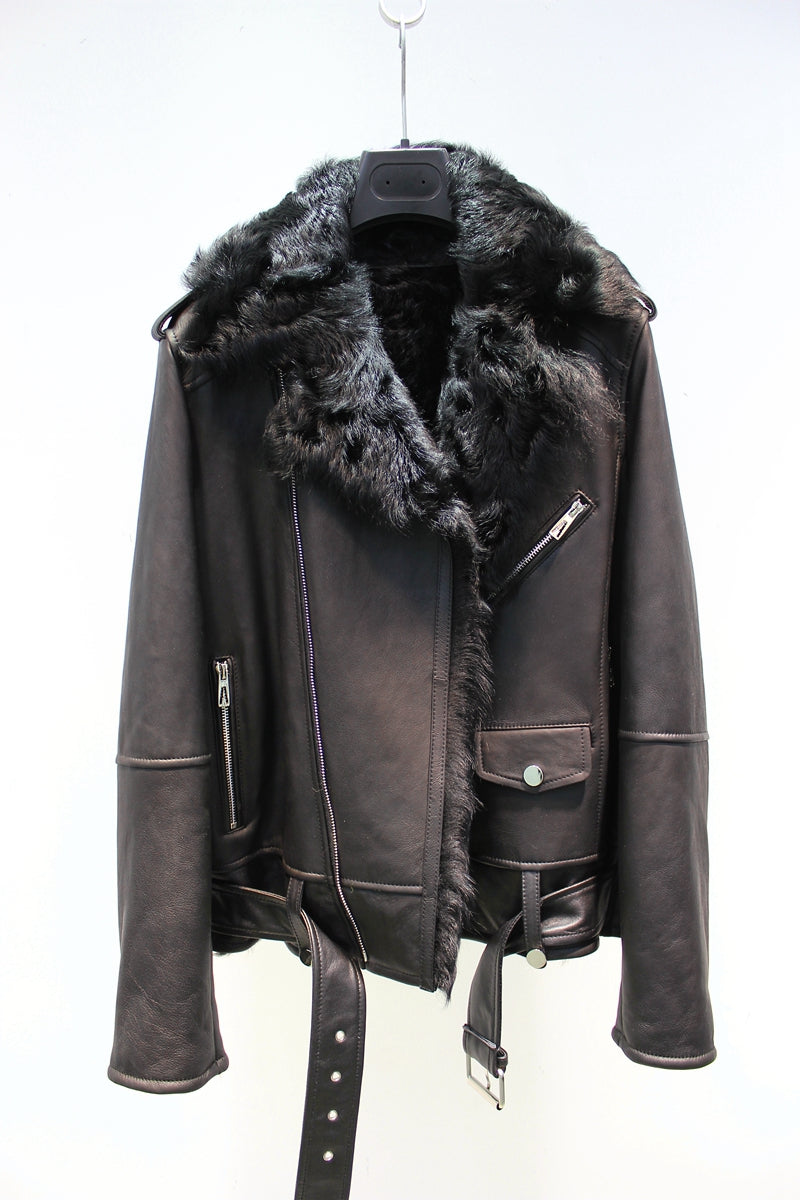 Soft and comfortable Xiaohu sheepskin all-in-one motorcycle fur jacket