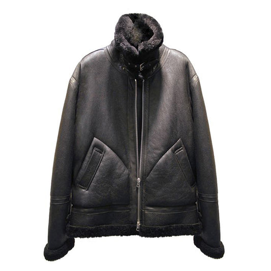 Thick imported merino sheepskin all-in-one bomber jacket
