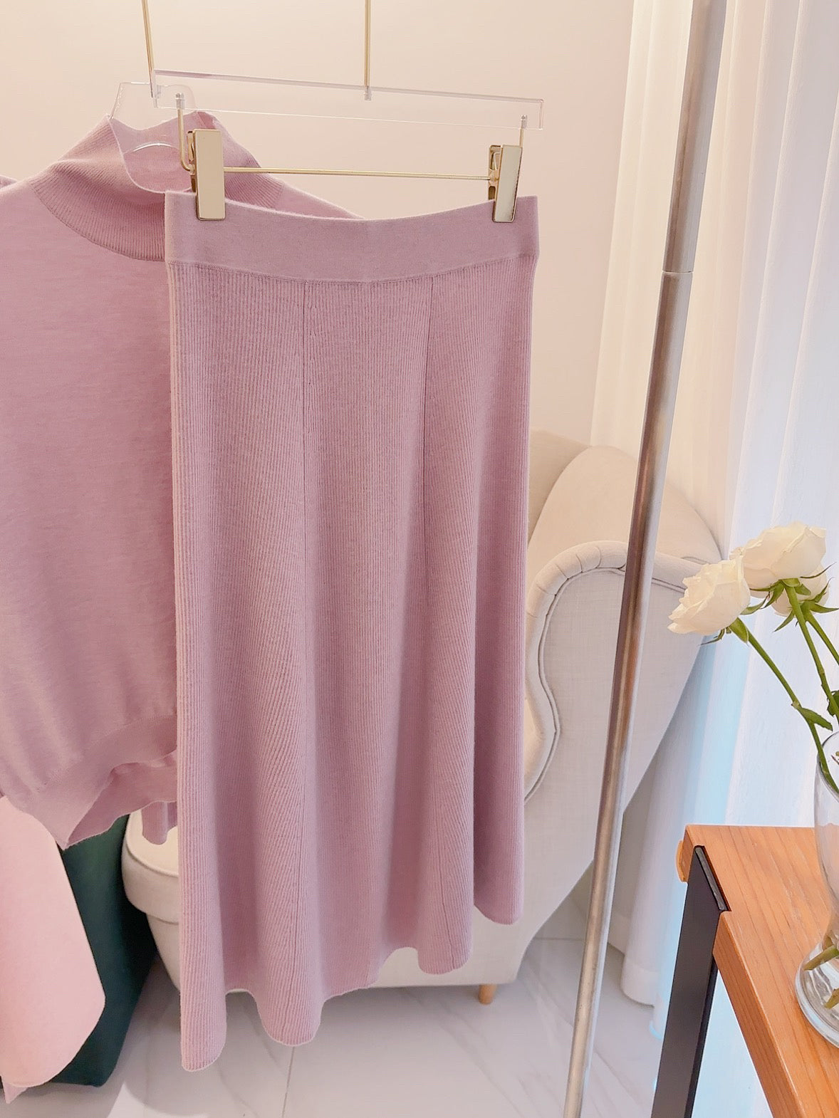 Cashmere Skirt Turtleneck Vest