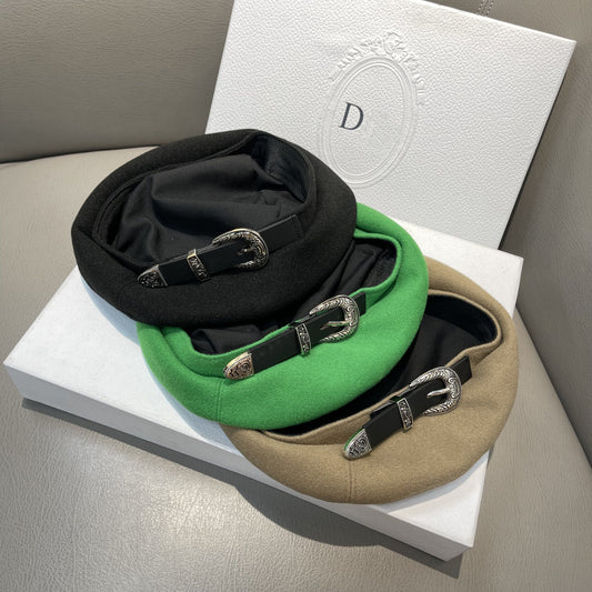 European and American style belt decorated beret