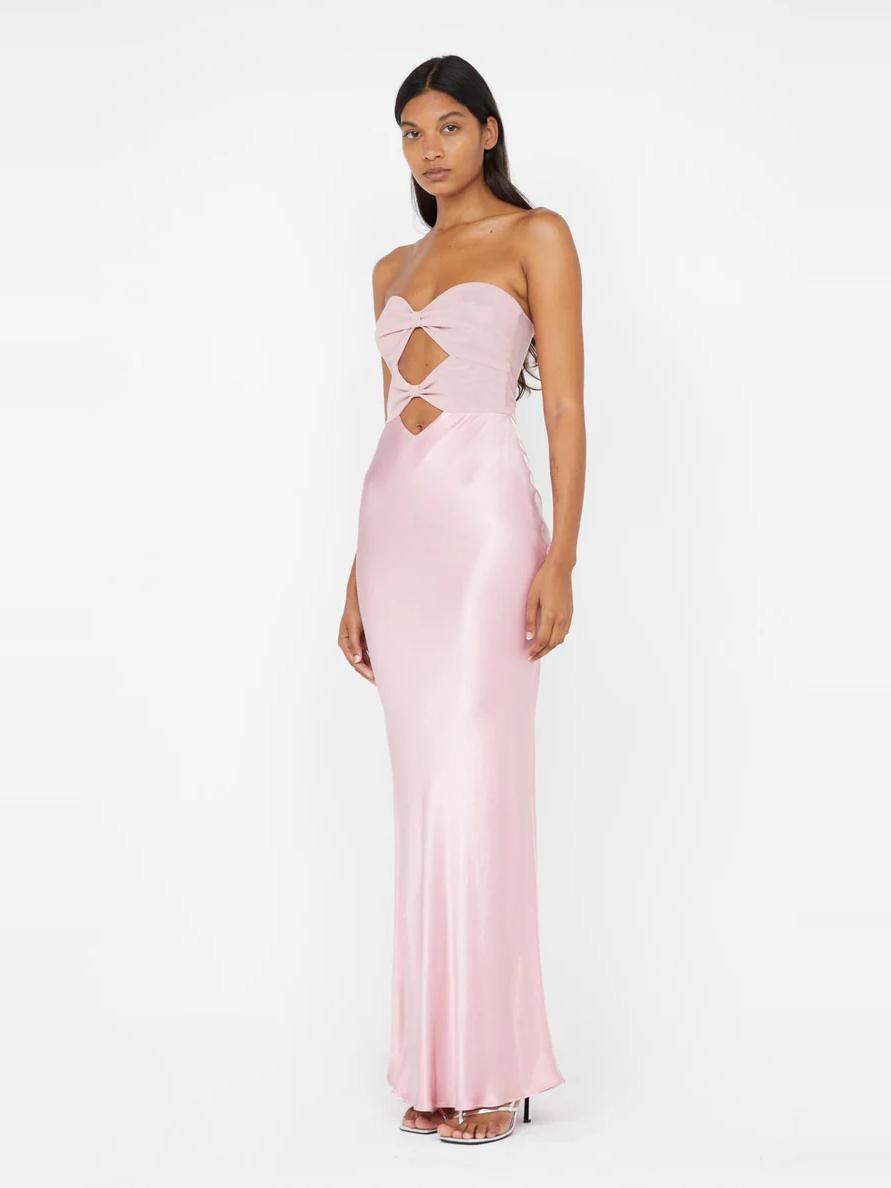 Bow strapless maxi dress