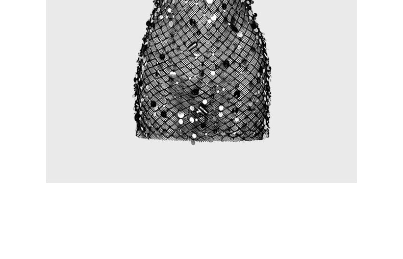 Black sequined suspender dress short