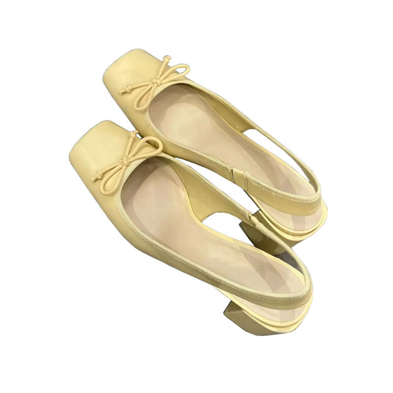 Fairy style square toe thick heel cap toe sandals