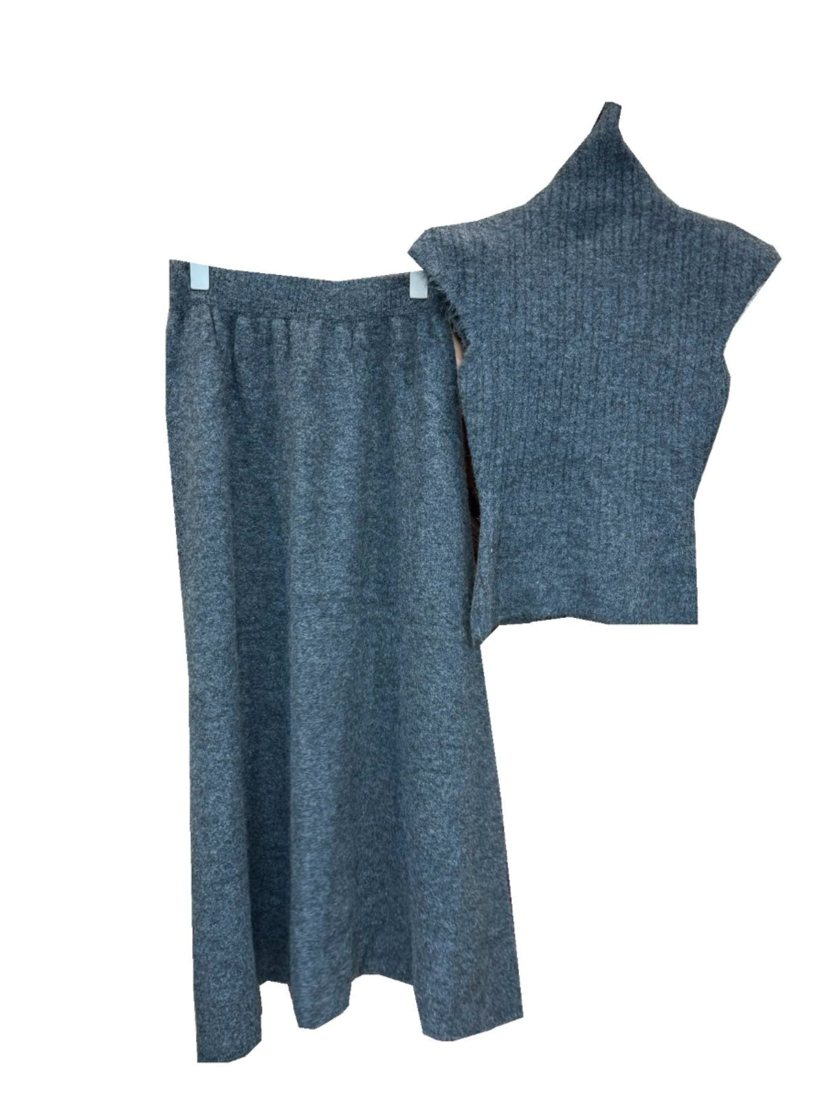Wool turtleneck top + skirt two-piece set