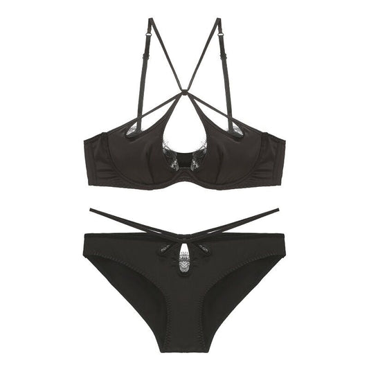 Sexy satin cross strap bra