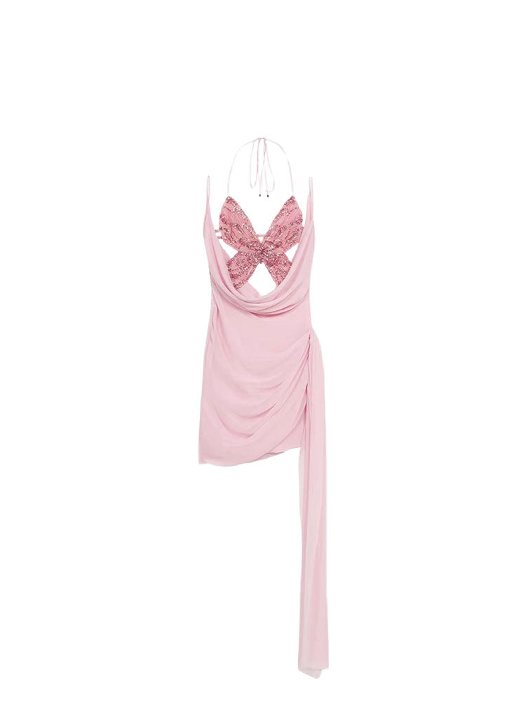 Sequin Butterfly Slip Dress