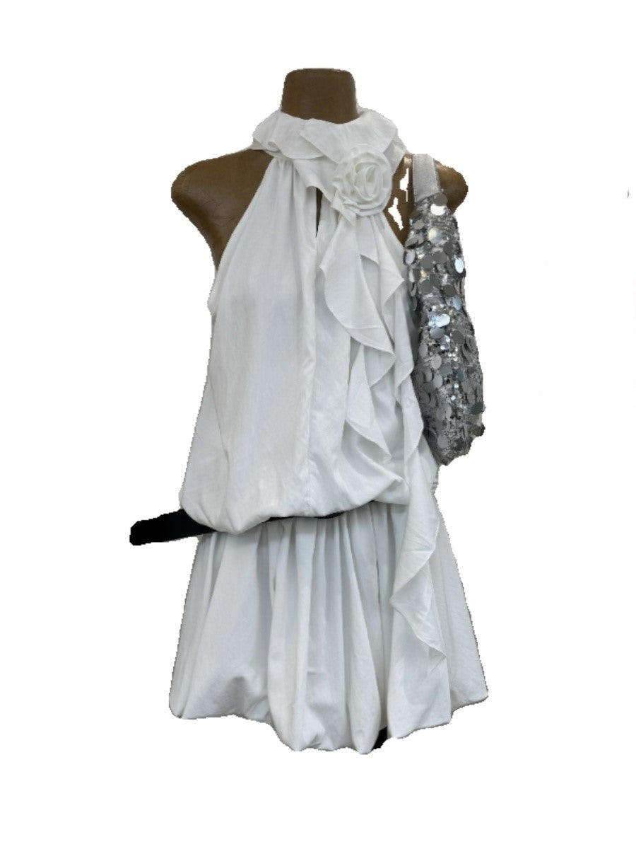 Sleeveless Stand Collar Short Halter Dress