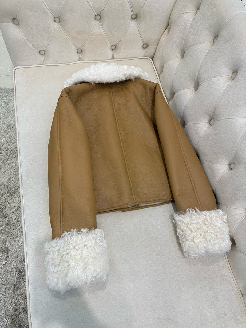 Jacket with soft fur collar