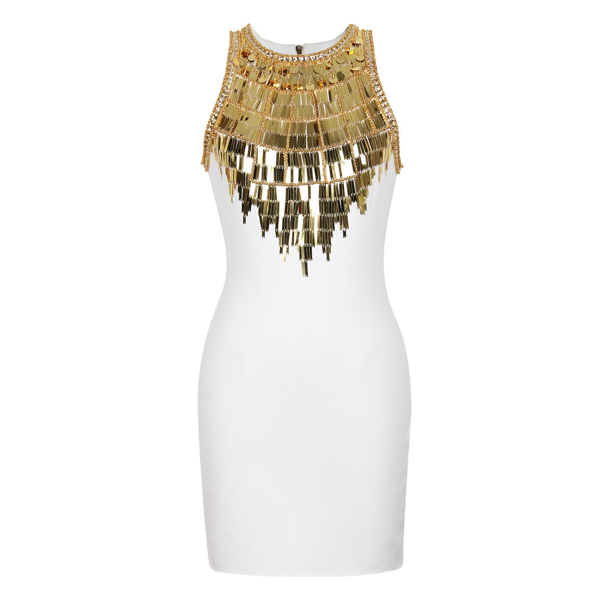 Light luxury handmade beaded dress for ladies, hip-hugging short skirt