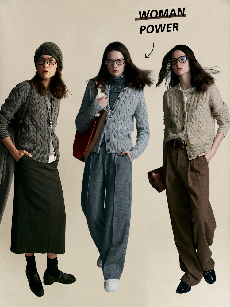 Vintage cable knit wool and cashmere