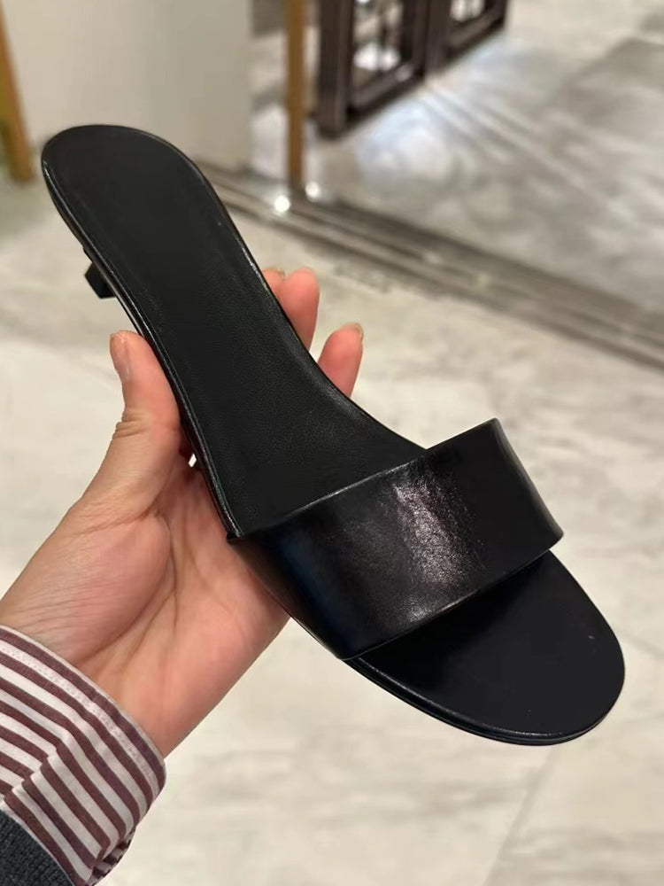 Casual simple cat heel slippers