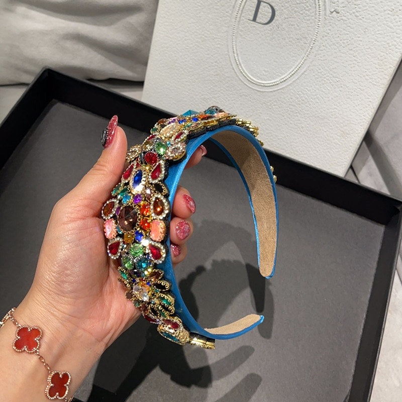 Headband with diamonds and colorful rhinestones