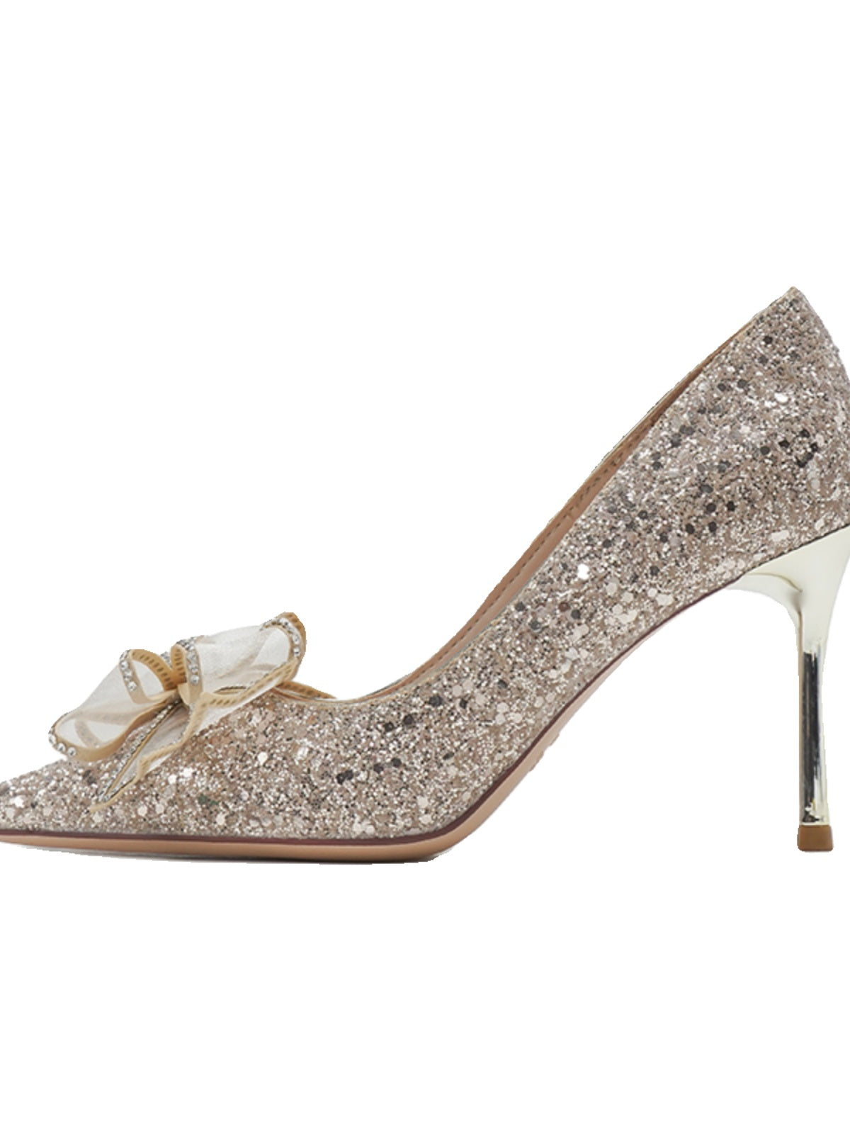 French bow sequin banquet wedding shoes
