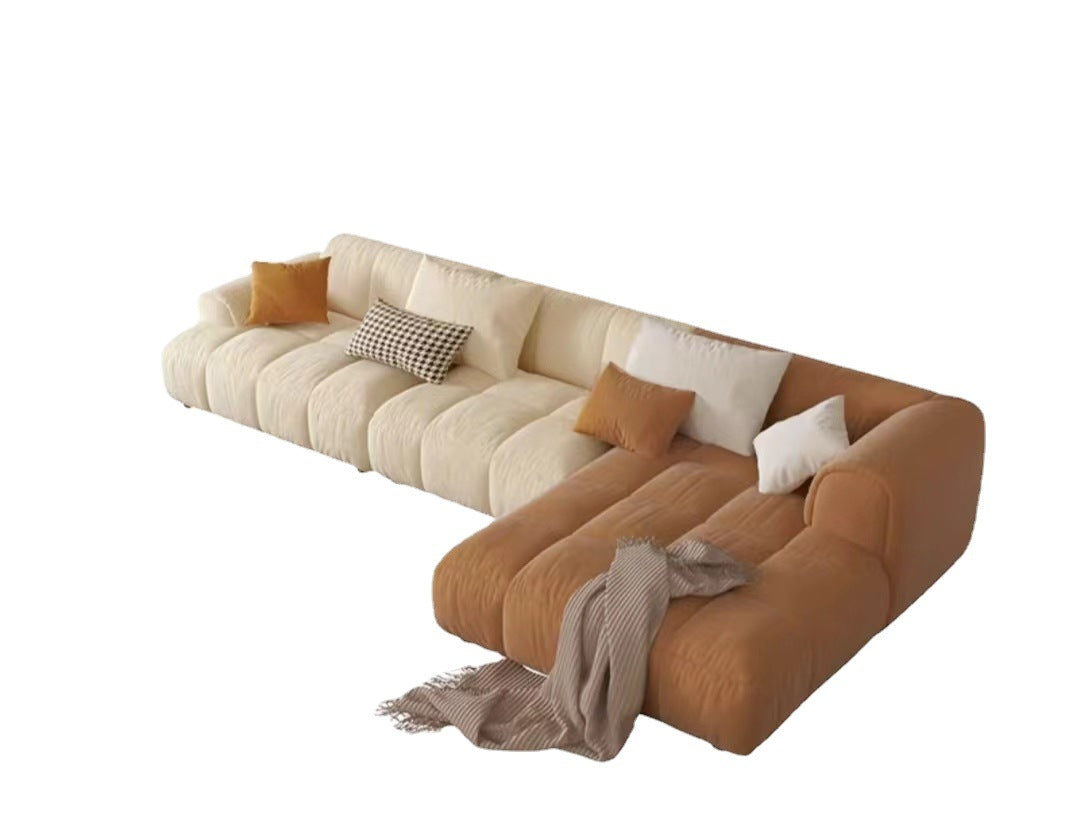 Cream style cat scratch cloth sofa combination modern simple small apartment living room light luxury corner module sofa