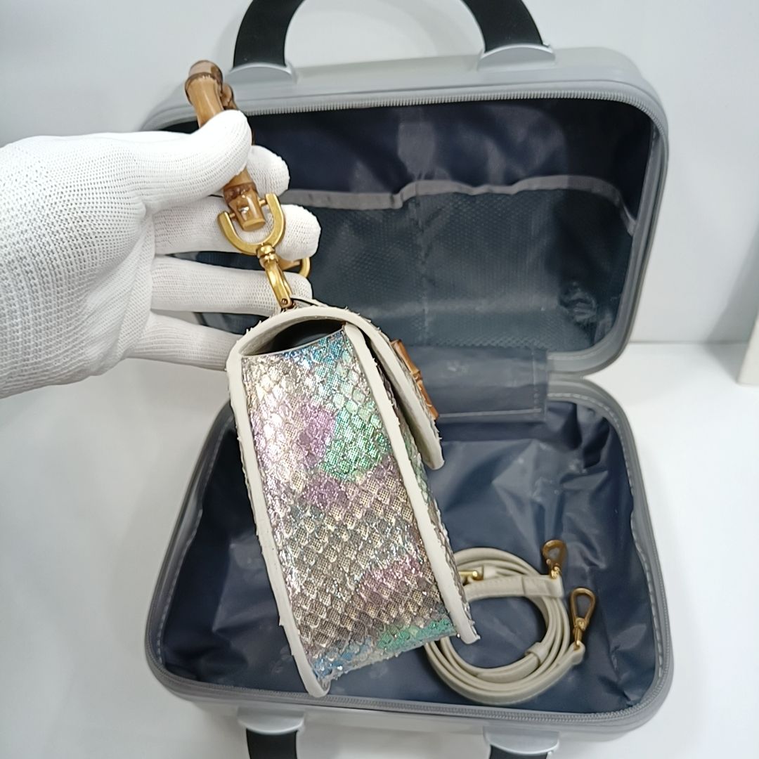 Luxurious genuine python skin bamboo bag 22cm fashionable women's bag