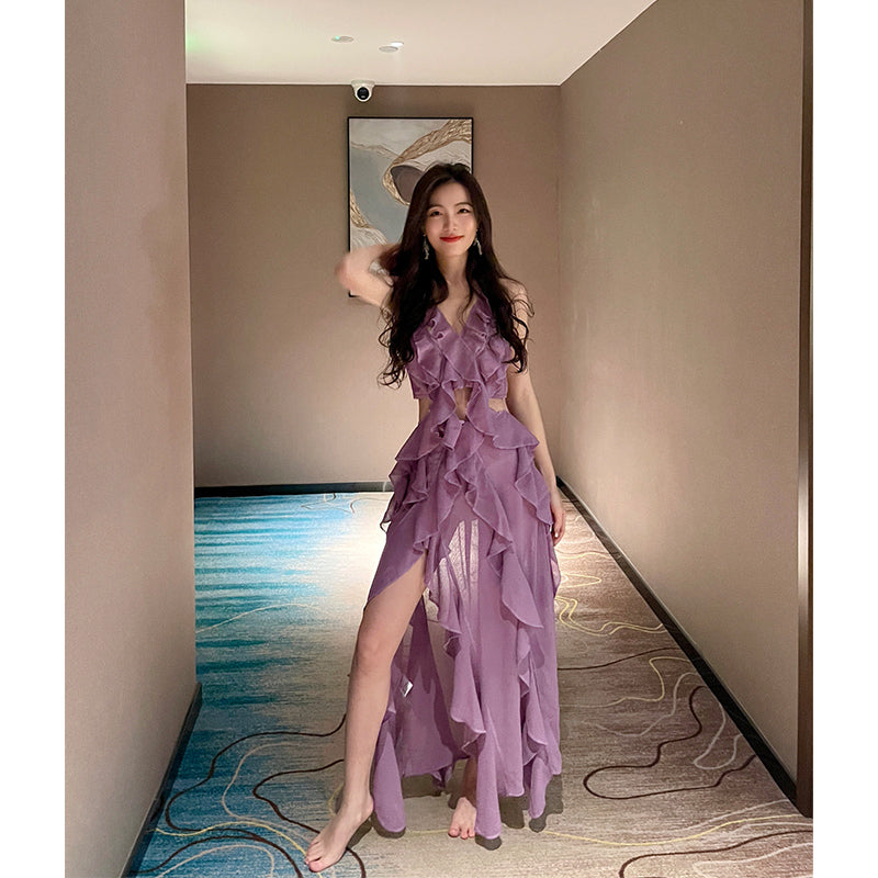 Purple ruffle dress