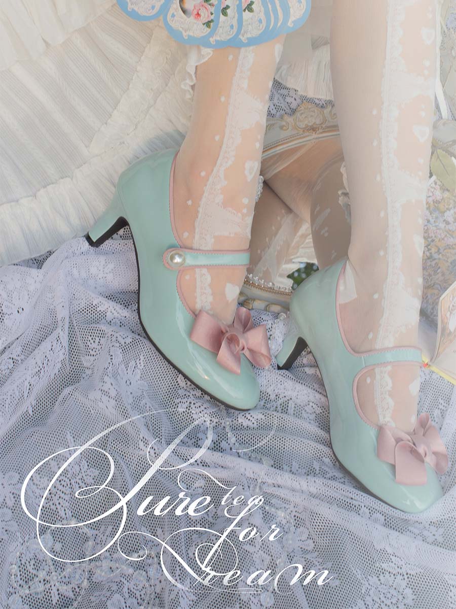 Elegant retro cute round toe bow stiletto heel