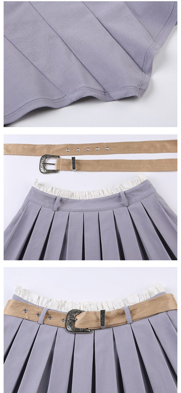 College workwear style tube top vest + double pleated skirt