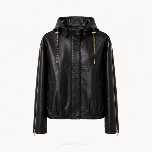 Hooded Leather-Look Jacket