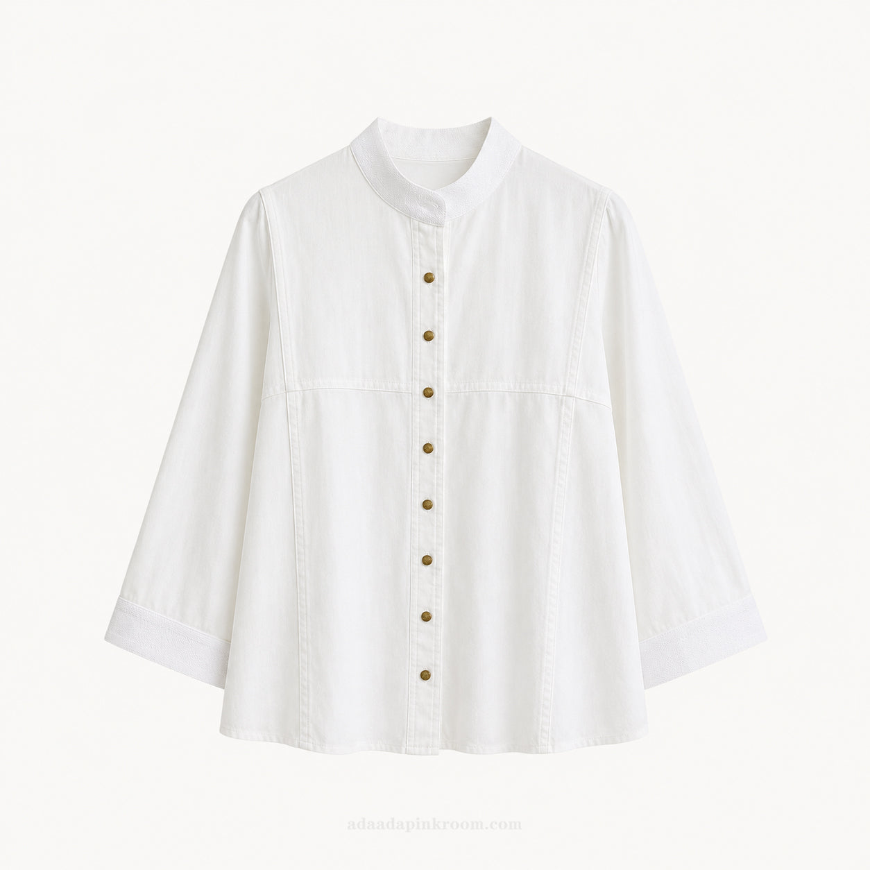 Textured Trim Button Blouse
