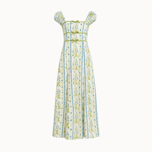 Meadow Ribbon Linen Maxi Dress