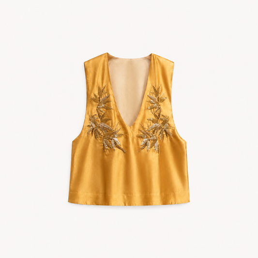 Mulberry Silk Jacquard Vest