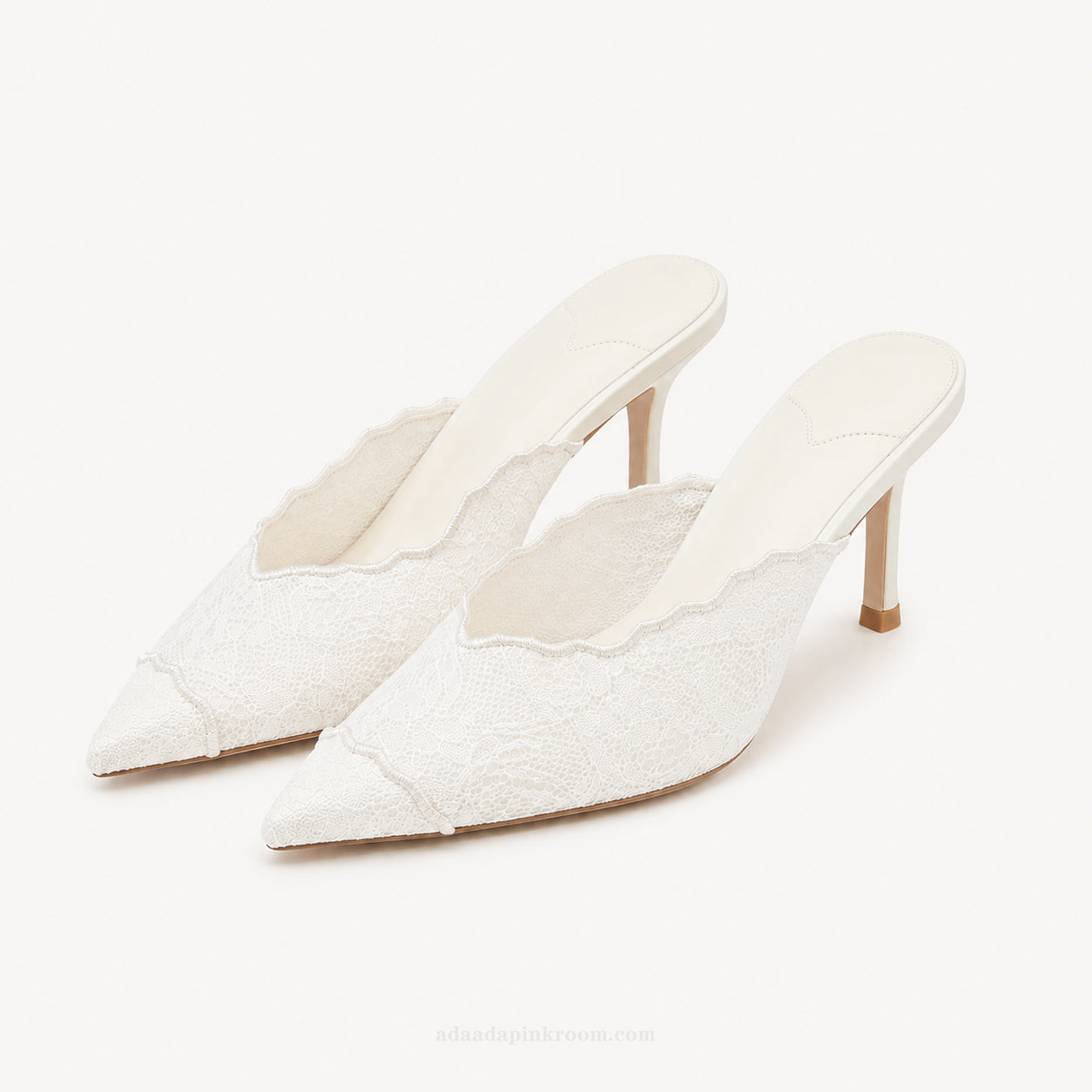Lace Pointed Mule Heels