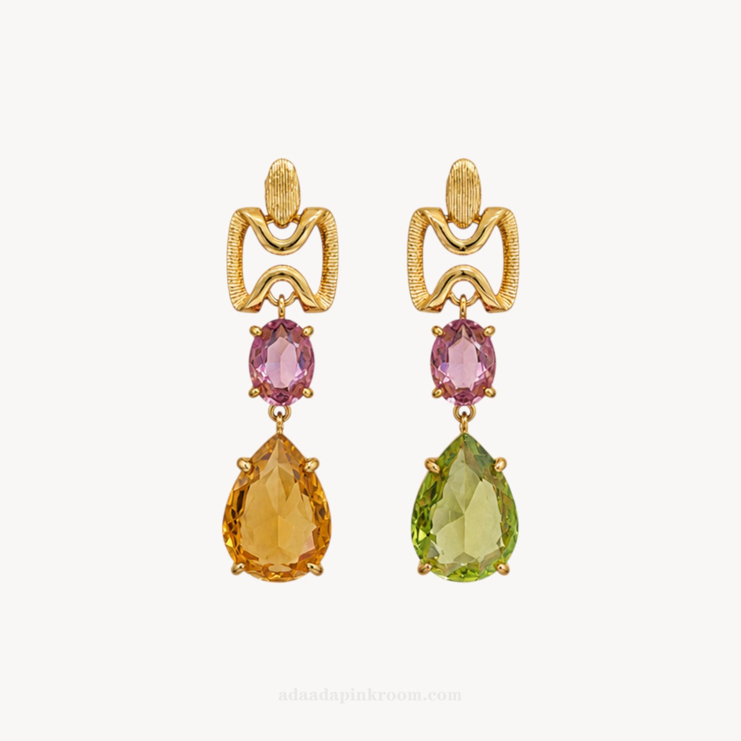 Color Stone Drop Earrings