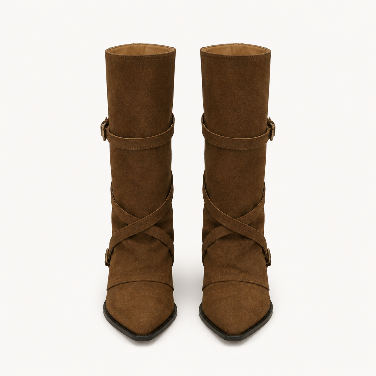 Umber Buckle Knee-High Boots