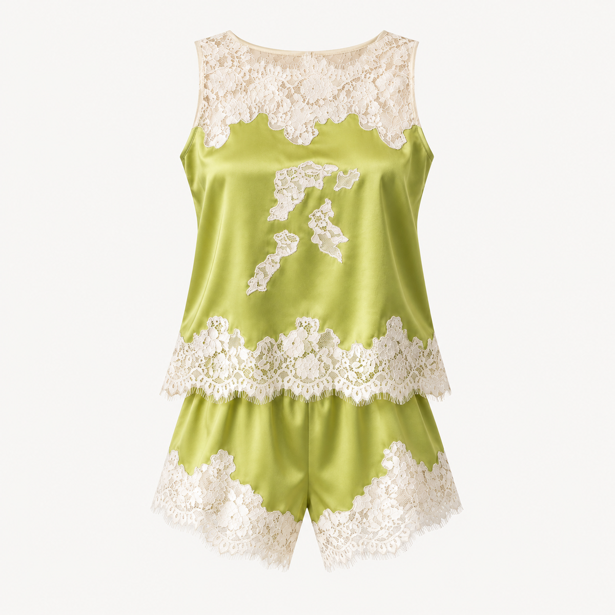 Lily Lace Silk Pyjama Set - Ivory