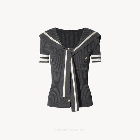 SAILOR COLLAR KNIT CARDIGAN