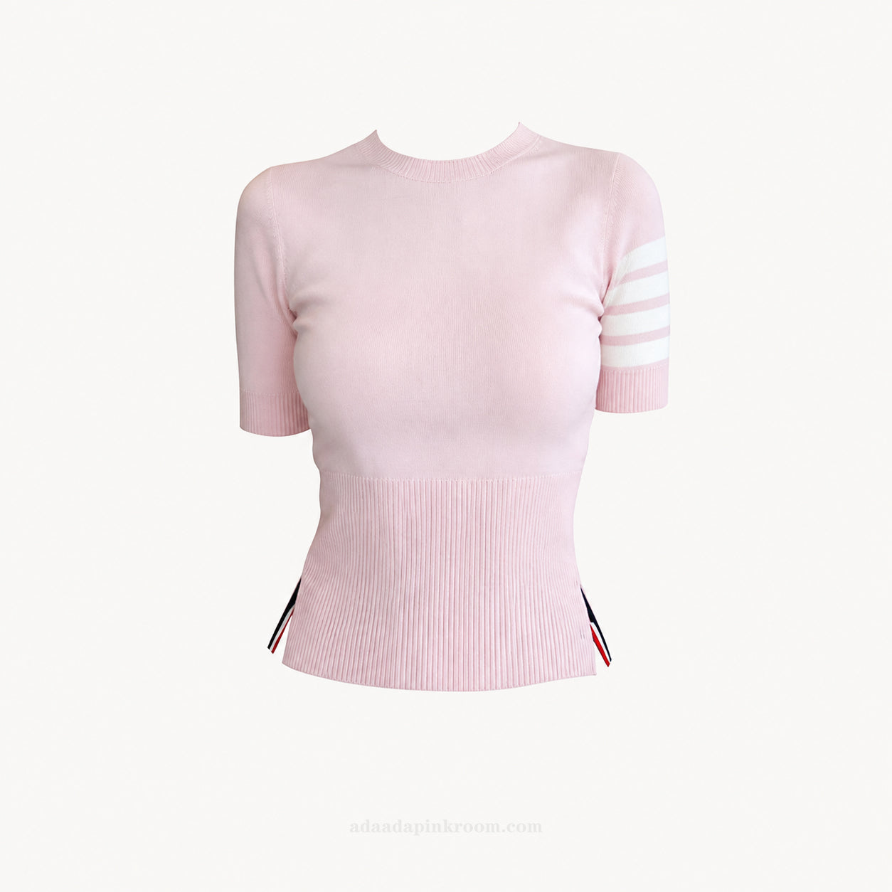 PINK SHORT SLEEVE KNIT TOP