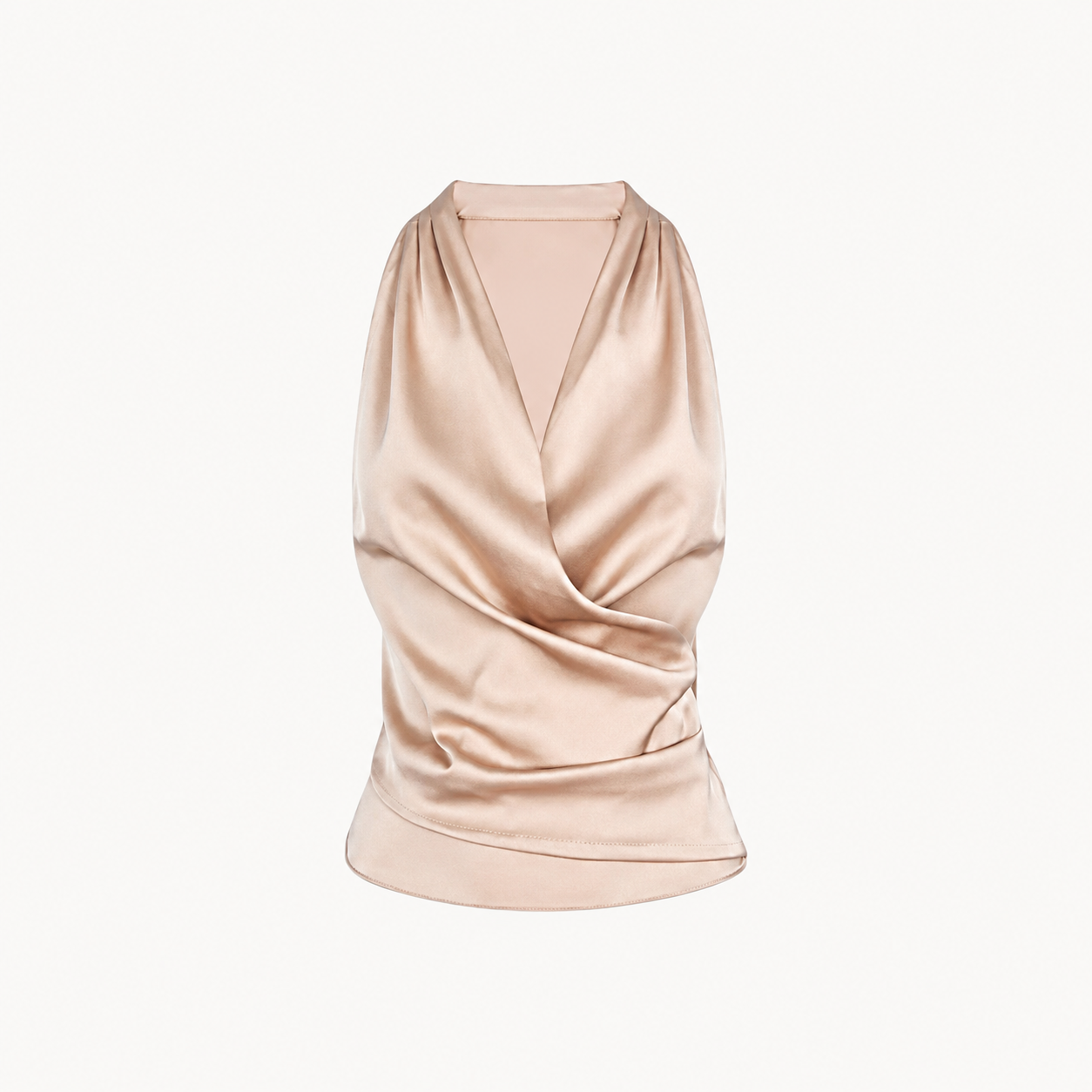SATIN-EFFECT HALTER TOP