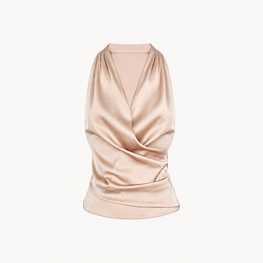 SATIN-EFFECT HALTER TOP