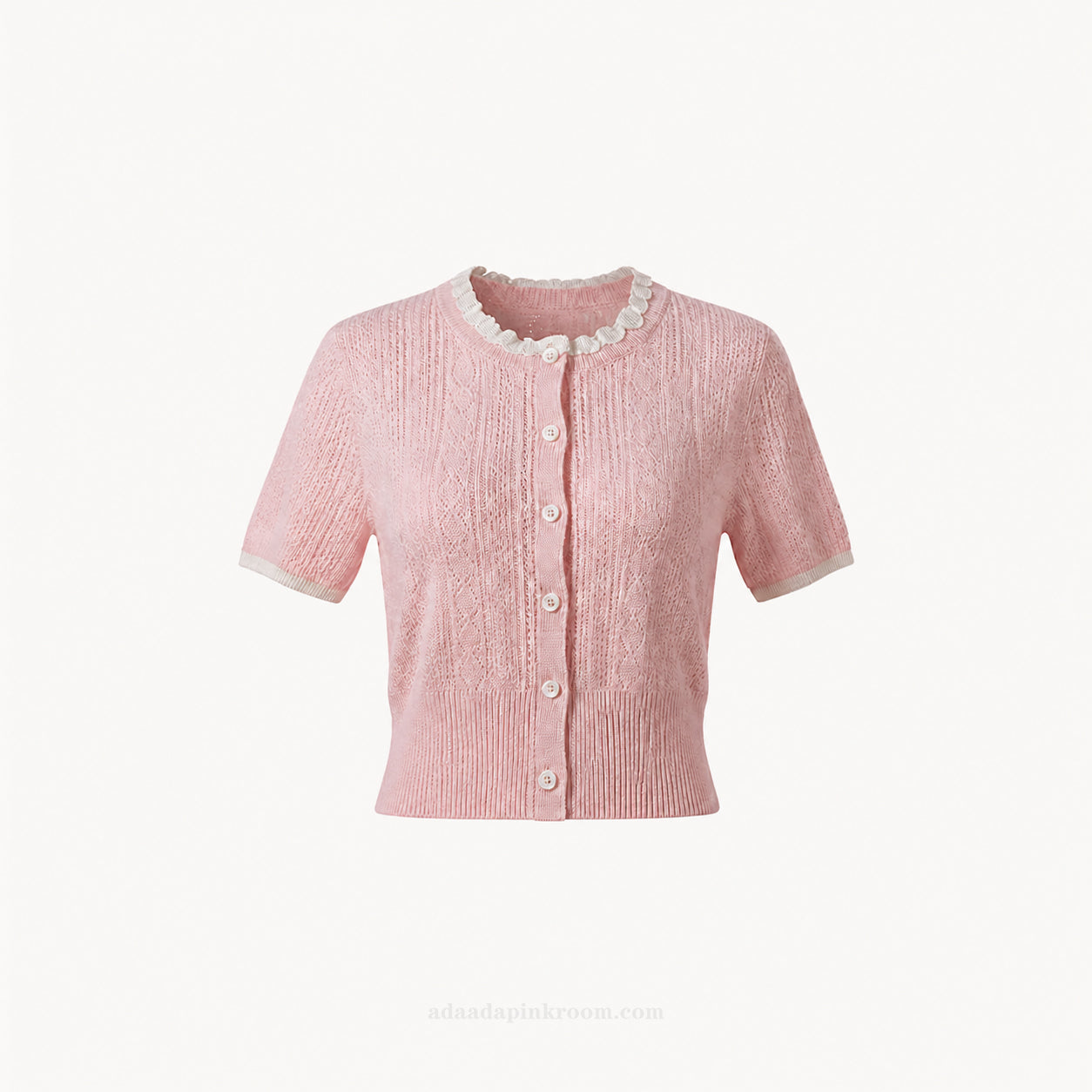 PINK POINTELLE KNIT CARDIGAN