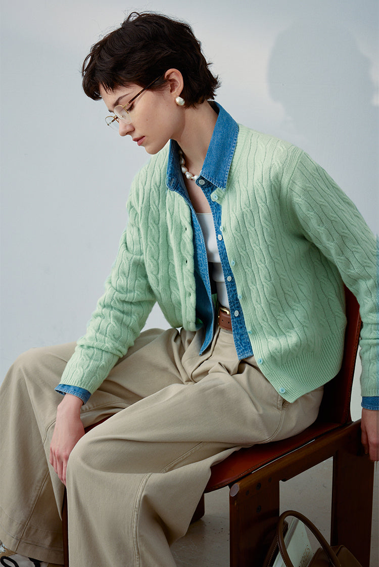 Pure cashmere cable knit sweater