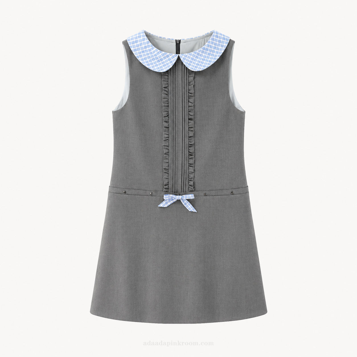 Checked Collar Mini Dress