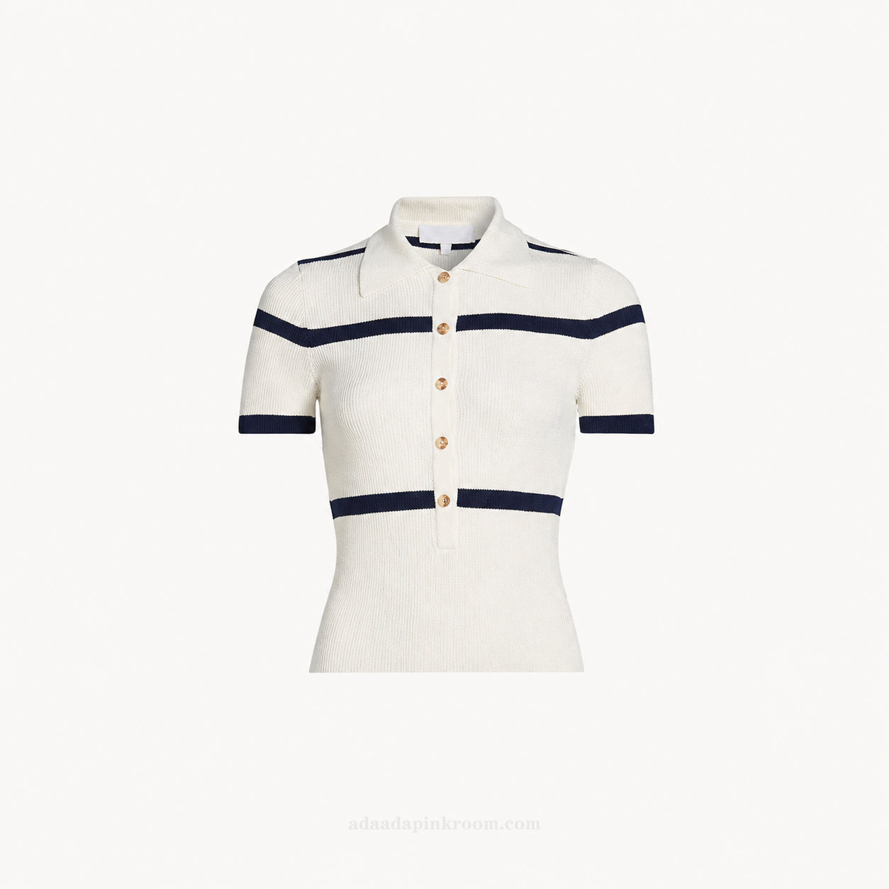 STRIPED KNIT POLO TOP